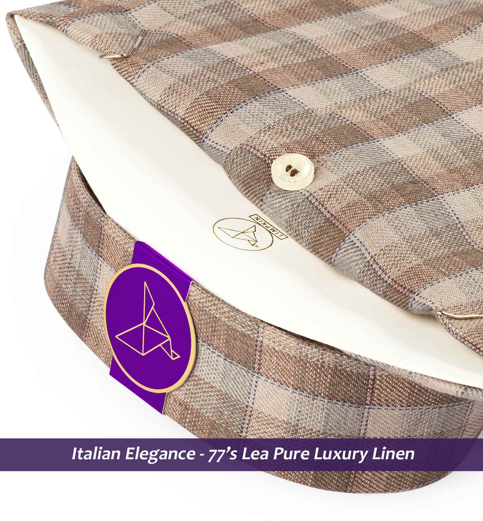 Faliraki- Beige & Brown Check Linen