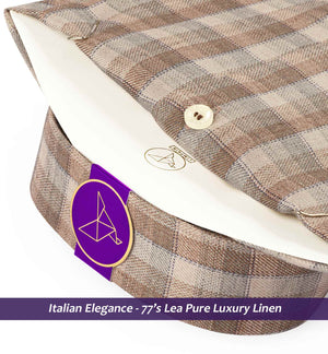Faliraki- Beige & Brown Check Linen