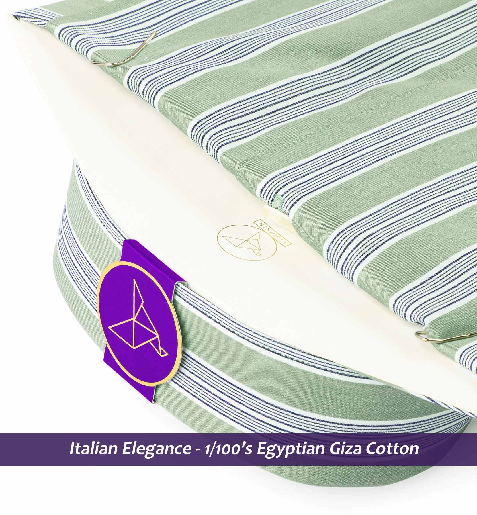 Sanibel- Olive Green & Navy Stripe- 1/100 Egyptian Giza Cotton