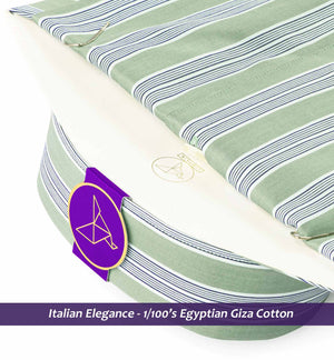 Sanibel- Olive Green & Navy Stripe- 1/100 Egyptian Giza Cotton