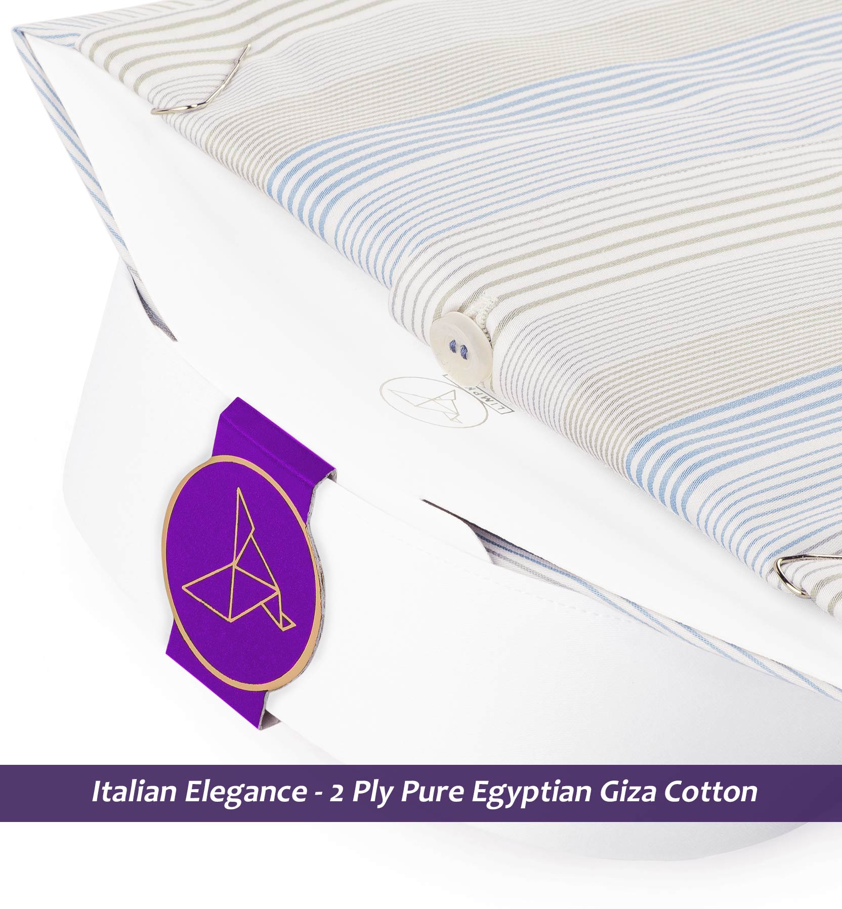 Estonia- Cerulean Blue & Beige Stripe- White Collar