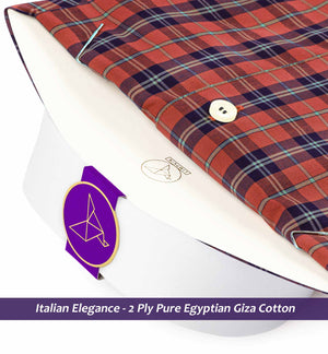 Orsha- Bronze Orange & Navy Check- White Collar