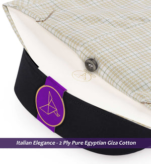 Auckland- Beige & Moss Green Check- Black Collar