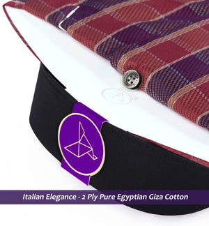 Amiens- Burgundy & Beige Check- Black Collar