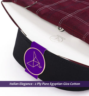Albania- Burgundy & White Check- Black Collar