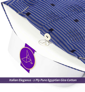 Devon- Royal Blue Horizontal Stripe- White Collar