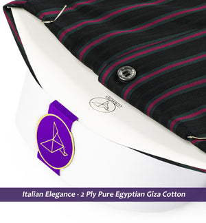 Minsk- Magenta & Black Stripe- White Collar