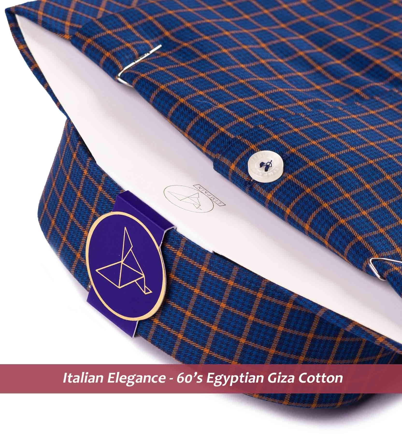 Brisbane- Navy & Orange Check- Button Down