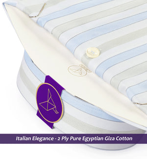 Lorient- Azure Blue & Beige Stripe