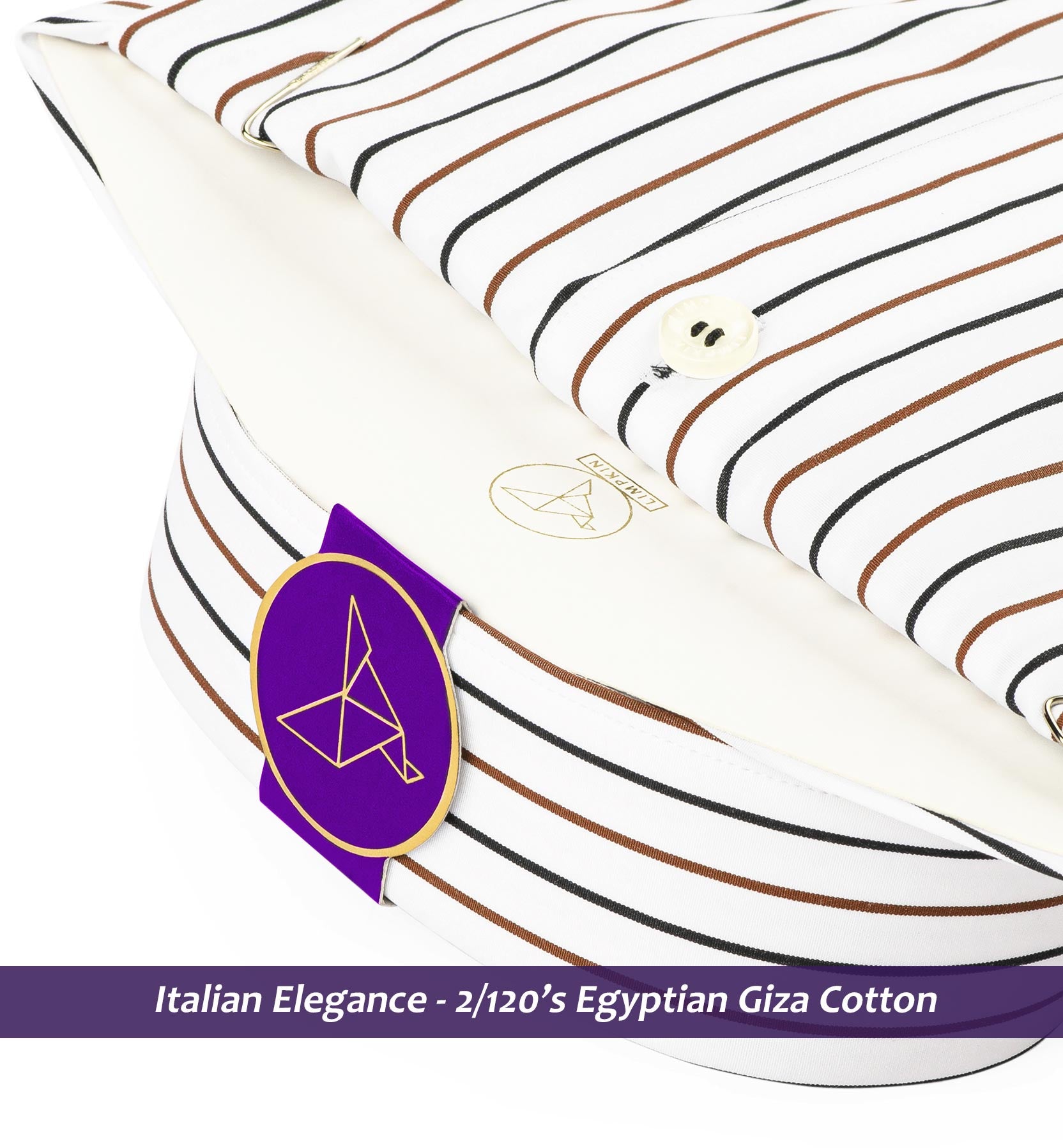 Houston- Navy & Light Brown Stripe- 2/120 Egyptian Giza Cotton
