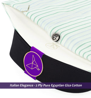 Palmdale- Emerald Green & Grey Stripe- Black Collar