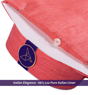 Soho- Coral Red Magical Stripe- 66's Lea Pure luxury Linen