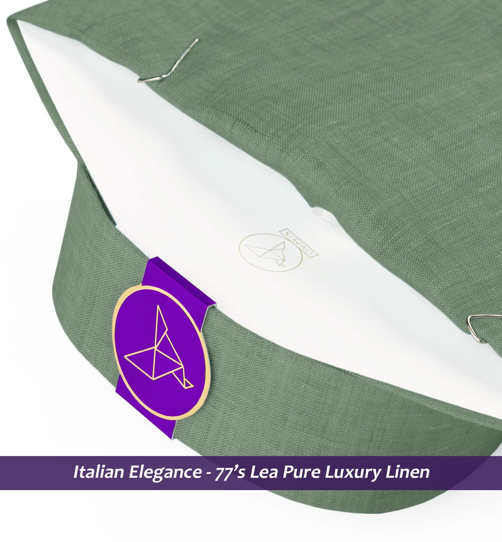 Davos- Sage Green Solid Linen- 77's Lea Pure Luxury Linen