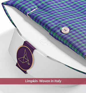 Condamine- Purple & Green Check- White Collar