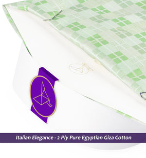 Rome- Pistachio Green & Beige Check- White Collar