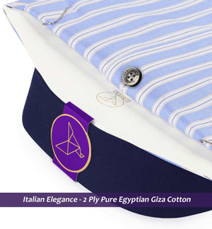 Durham- Azure Blue & Navy Stripe- Navy Collar