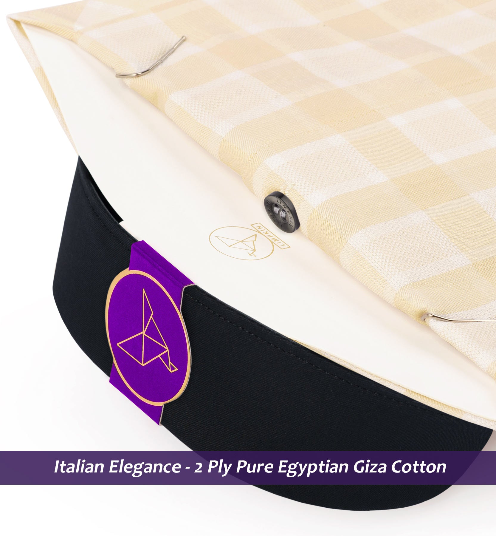 Trieste- Beige & White Check- Black Collar