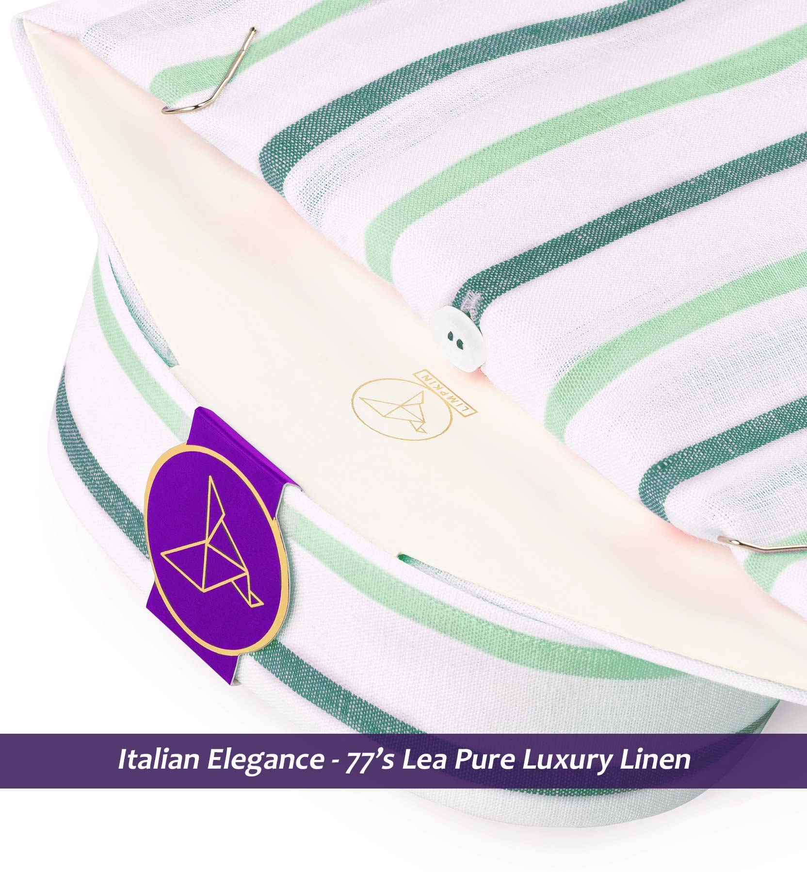 Vienna- Emerald Green & White Stripe Linen