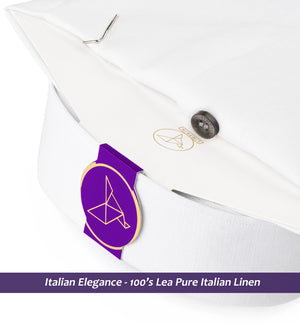 Portugal- Pure White Linen- Contrast Details- Button Down