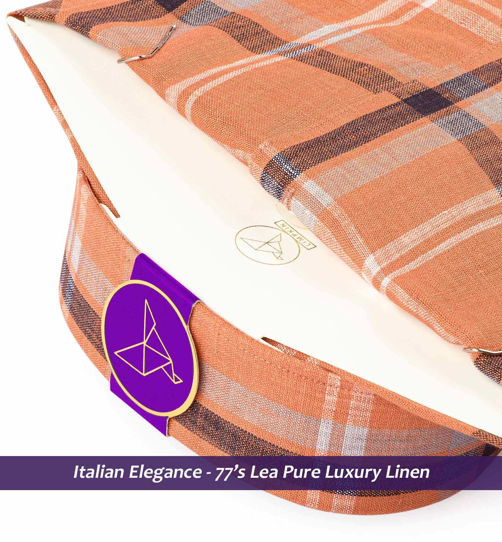 Faliraki- Cantaloupe Orange Check Linen