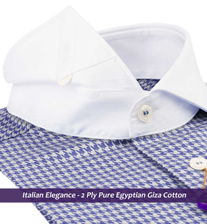 Paris- Florentine Blue & Beige Structure with White Collar