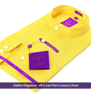 Bologna- Cadmium Yellow Linen- Mandarin Collar