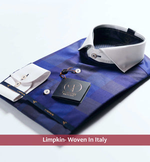 Venice- Indigo Blue & Navy Check- White Collar
