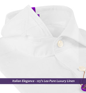 Athens- Pristine Pure White Linen- 125's Lea Pure Luxury Linen