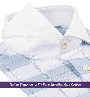 Arosa- Flint Grey & Navy Check- White Collar