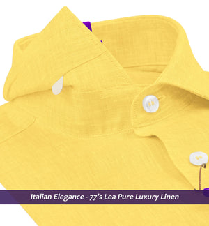 Rochelle- Daffodil Yellow Solid Linen- 77's Lea Pure Luxury Linen