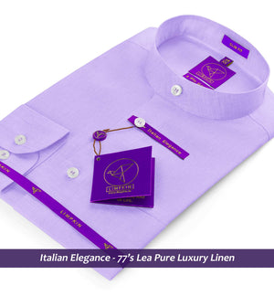 Memphis- Periwinkle Lilac Linen- Mandarin Collar