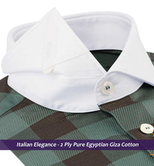 Palermo- Emerald Green & Brown Check- White Collar