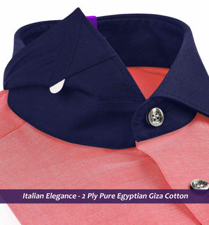 Memphis- Coral Red Solid- Navy Collar