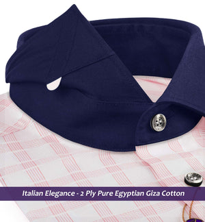 Denmark- Flamingo Pink & White Check- Navy Collar
