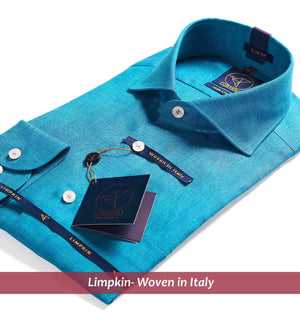Nikiti- Turquoise Blue Solid Linen- 66's Lea Pure Luxury Linen