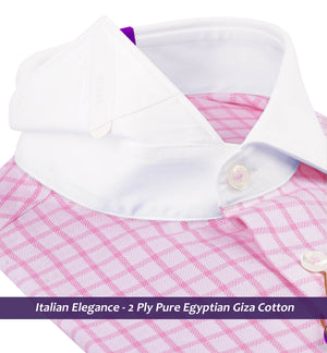 Zenith- Flamingo Pink & White Check- White Collar