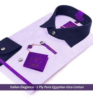 Ripon- Lilac Solid Twill- Navy Collar