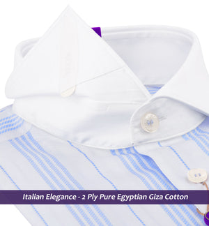 Sorrento- Cerulean Blue & White Stripe