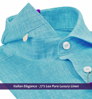 Portofino- Turquoise Blue Solid Linen