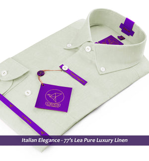 Santorini- Pearl Beige Linen- Button Down- 77's Lea Pure Luxury Linen