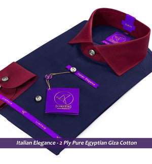 Houston- Navy Magical Solid- Burgundy Collar