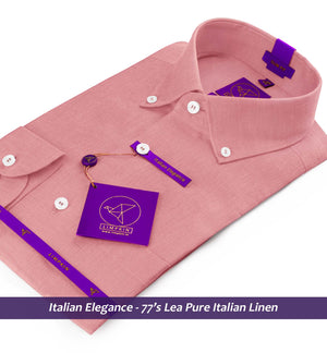 Luxor- Apricot Pink Solid Linen- Button Down