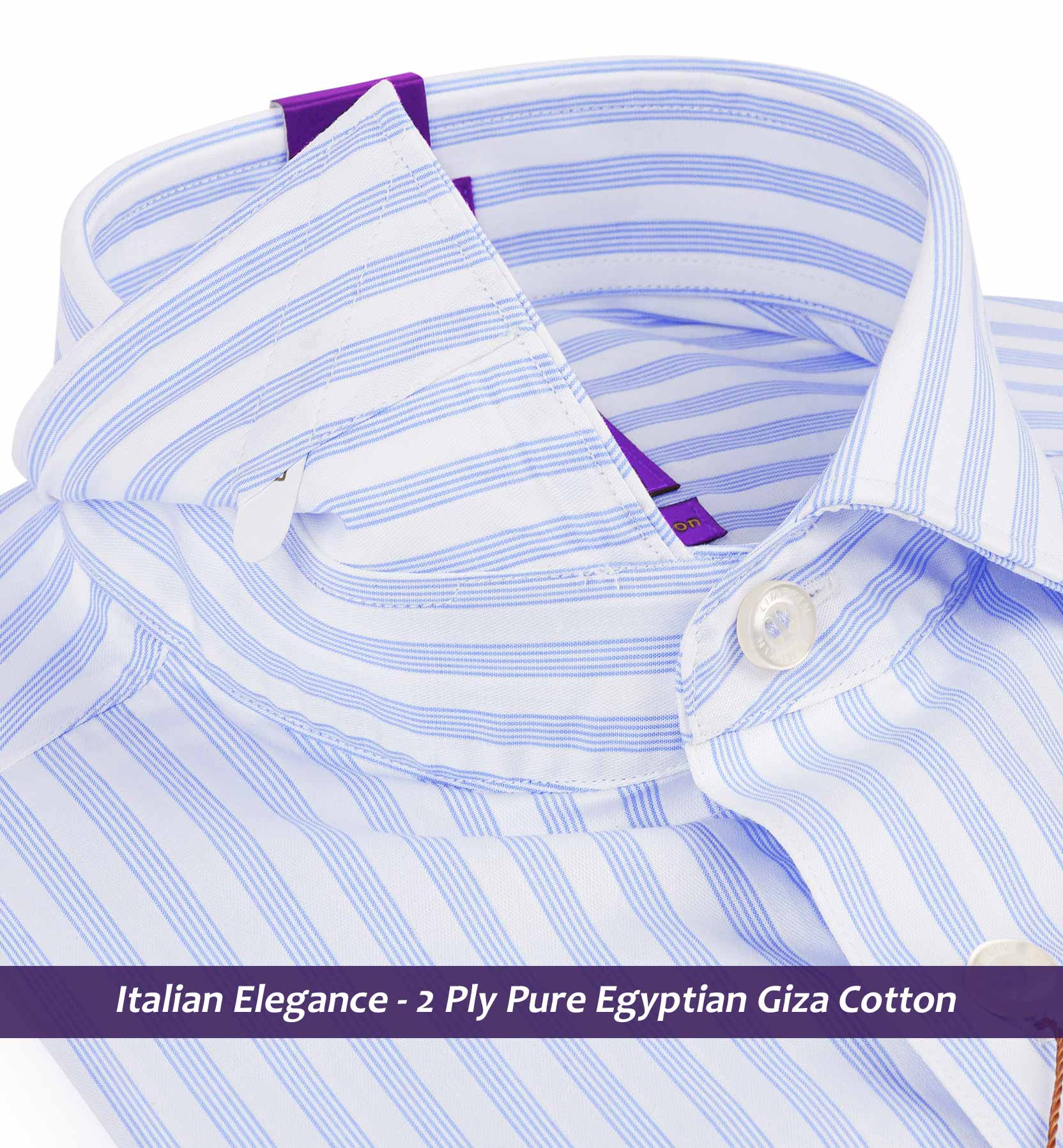 Beaumont- Azure Blue & White Stripe