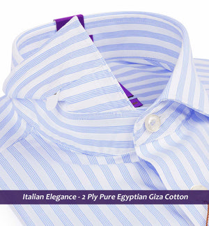 Beaumont- Azure Blue & White Stripe