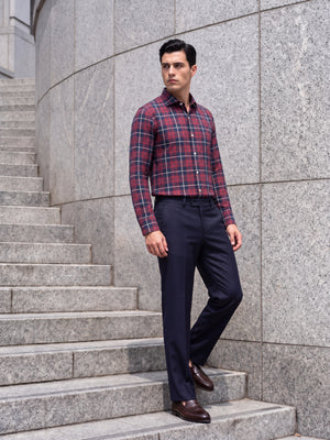 Santorini- Burgundy & Navy Check