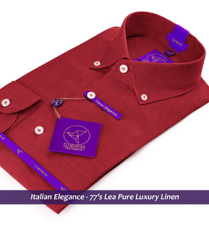 Moncler- Crimson Red Linen- Button Down