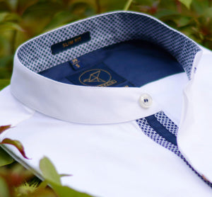 Vatican- Pristine Pure White with Print- Mandarin Collar