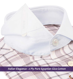 Venice- Prose Pink & Beige Check- White Collar