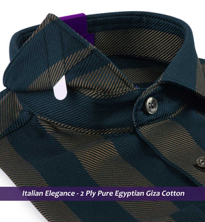 Moncton- Teal Green & Beige Stripe