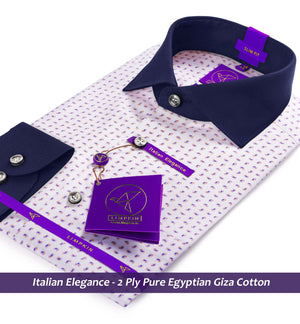 Preston- Blue & Red Paisley Print- Navy Collar